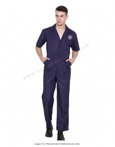 Navy Blue single tone overall with Hidden Placket view 1