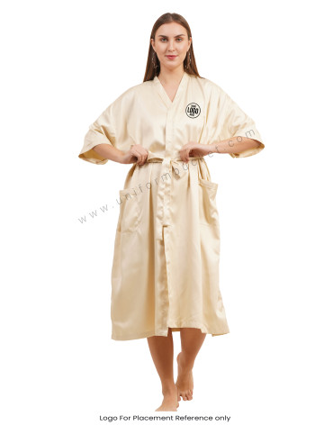 Ivory Satin Kimono Robe view 1