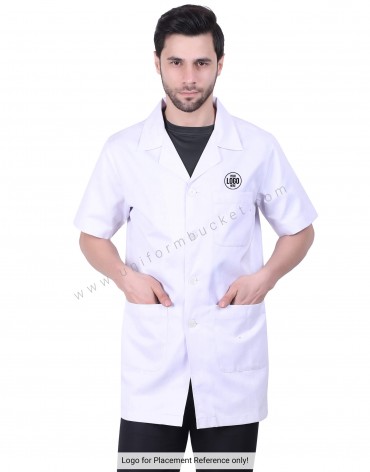 Lapel Notch Long Lab Coat view 1