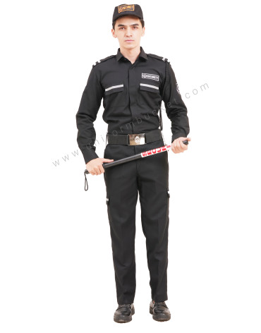male  Security Guard Shirt  black shirt with full sleeve view 1