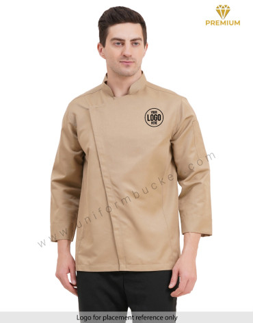 male stylish jacket look chef coat  with front zip view 1