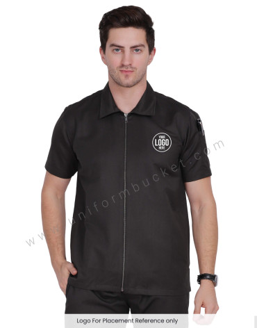 Male Timber Green Stretch Zip Chef Coat view 1