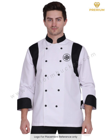 Stylish Men's White & Black Designer Chef Coat view 1