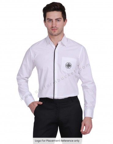 MALE WHITE SHIRT WITH BLACK PIPING view 1