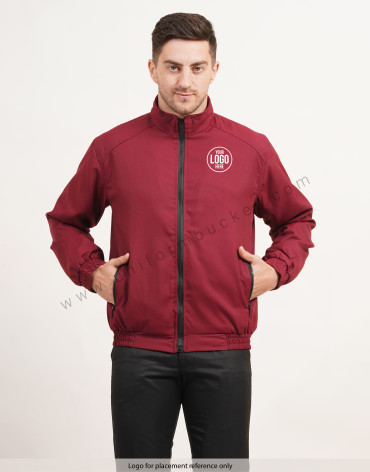 MALE WINTER MAROON  JACKET WITH FRONT & POCKET ZIP view 1