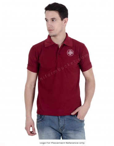 Maroon Uniform Polo T- Shirt view 1