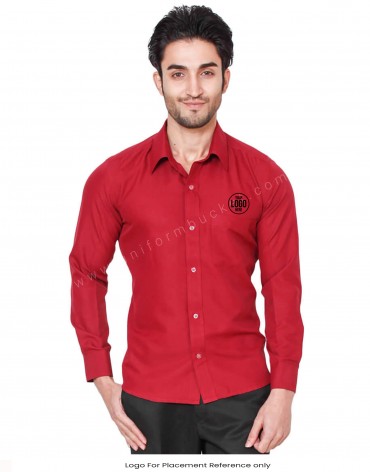 Full Sleeves Maroon Formal Shirt view 1