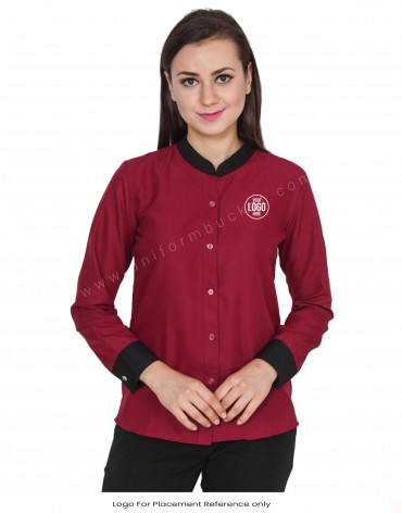 Mandarin Collar Shirt with Black Trims view 1