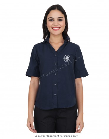 Navy Blue Half Sleeve Uniform Shirt view 1