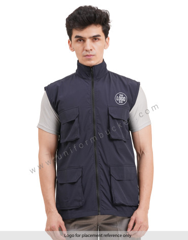 navy blue workwear stretchable jacket with four multi pocket view 1