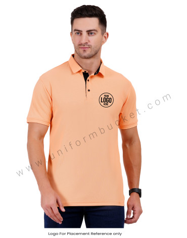 Peach Orange Polo T-shirt with Black Detailing view 1