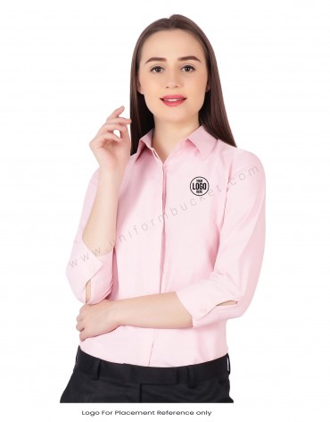 3/4th Sleeve Formal Pink Shirt view 1