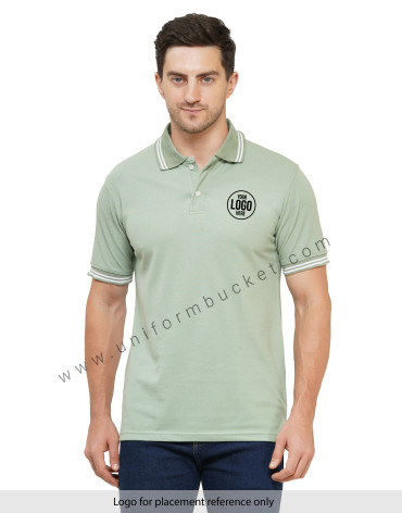 PISTA GREEN T-SHIRT WITH WHITE TIPPING view 1