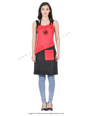 Double Tone Bib Apron With Side Patch Pocket view 1