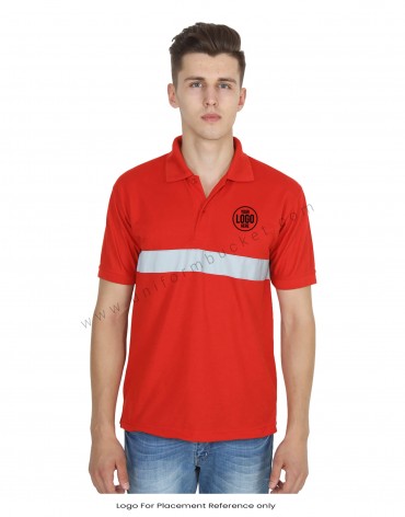 Red Hi- Visibility Polo T- Shirt view 1