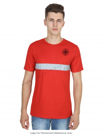 Red Round Neck Hi- Visibility T- Shirt view 1
