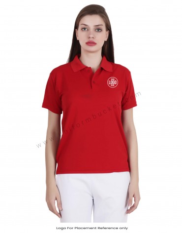 Red Uniform Polo T- Shirt view 1