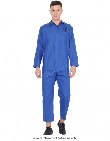 Sapphire blue Zipper Dungaree With Side Pockets view 1