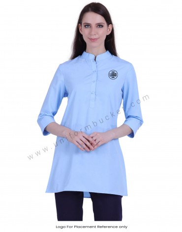 Sky Blue Ban Collar Kurta view 1