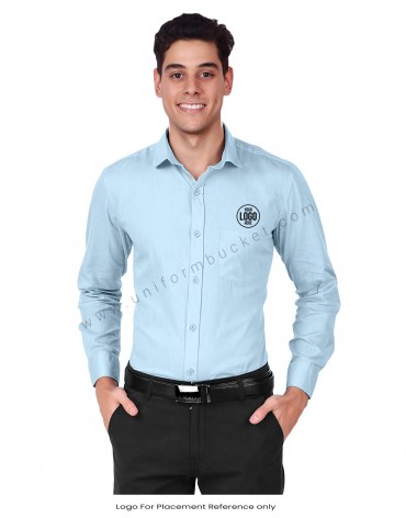 Sky Blue Formal Shirt For Men view 1