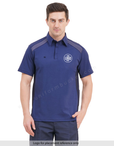 stylish navy blue half sleeve  t-shirt with one side  pen holder pocket view 1