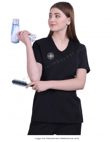 V Neck Crossover Black Tunic view 1