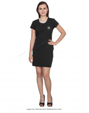 Black Formal Dress with White Piping view 1