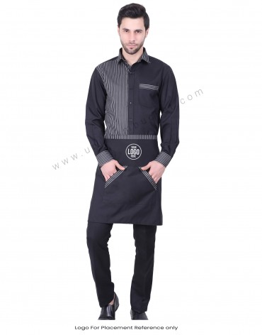 Black Modish Apron With Slash Pockets view 1