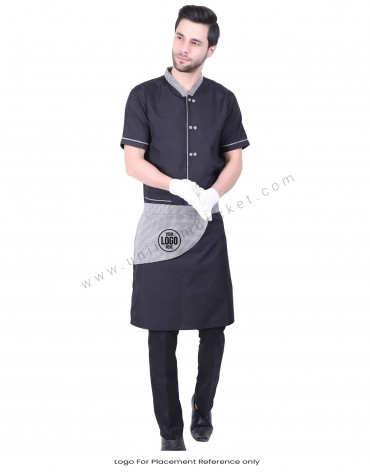 Black Bistro Apron With Shepherd Pattern view 1