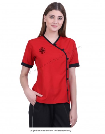 Warp Red Top With Front Buttons Opening view 1