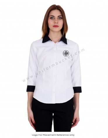 Classic White Shirt With Black Trims view 1