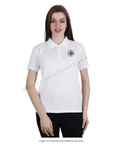 White Uniform Polo T- Shirt view 1