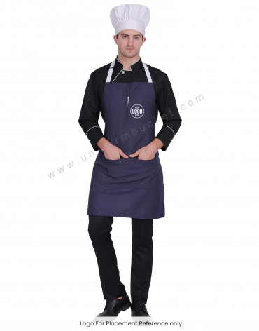 Worsted blue chef apron view 1