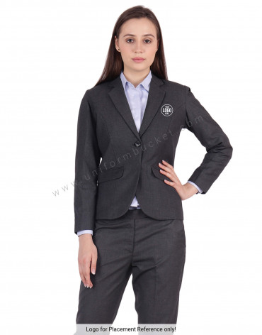 Worsted Grey Blazer With Flap Pockets view 1