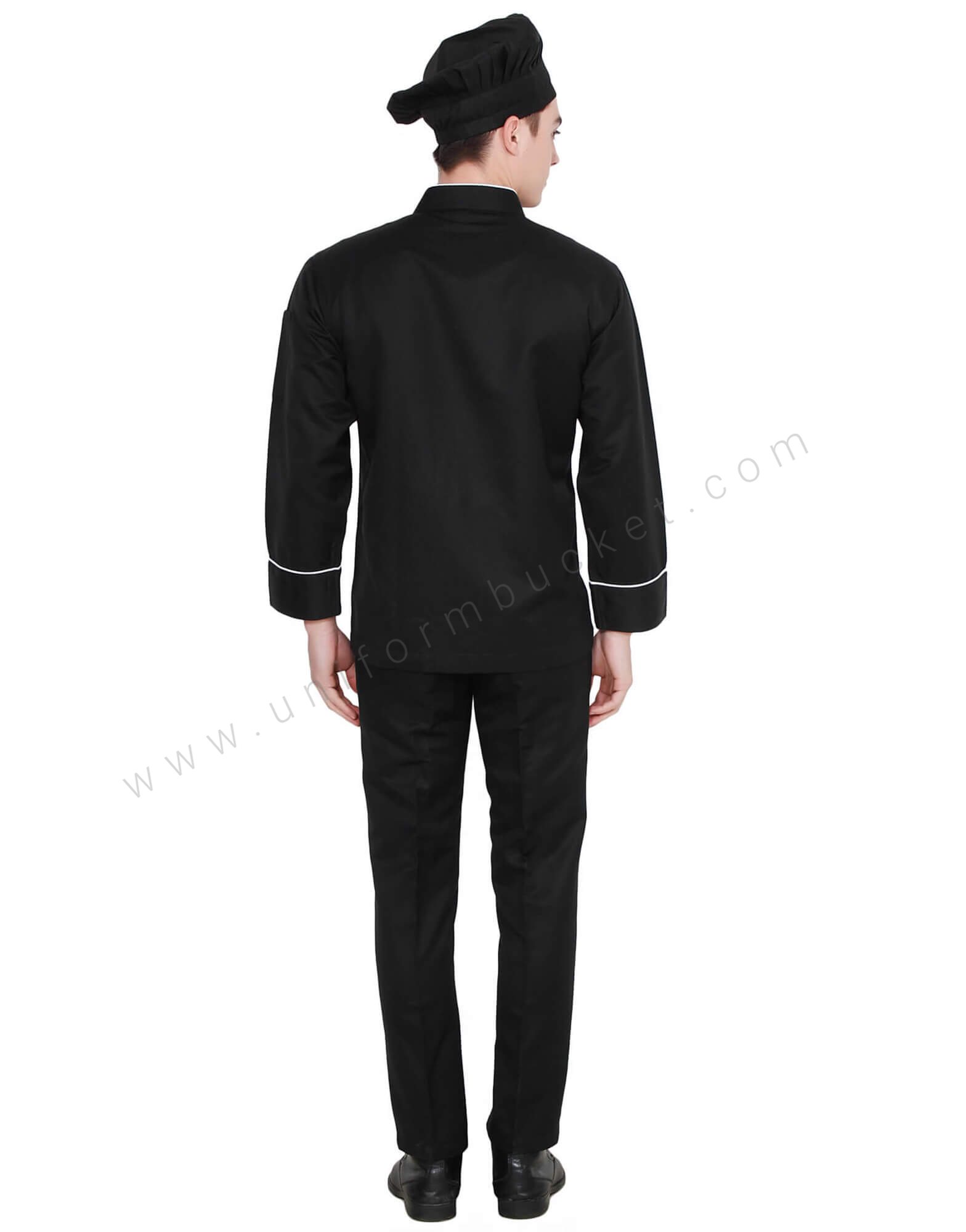 100% COTTON BLACK PREMIUM MALE CHEF COAT thumbnail 3