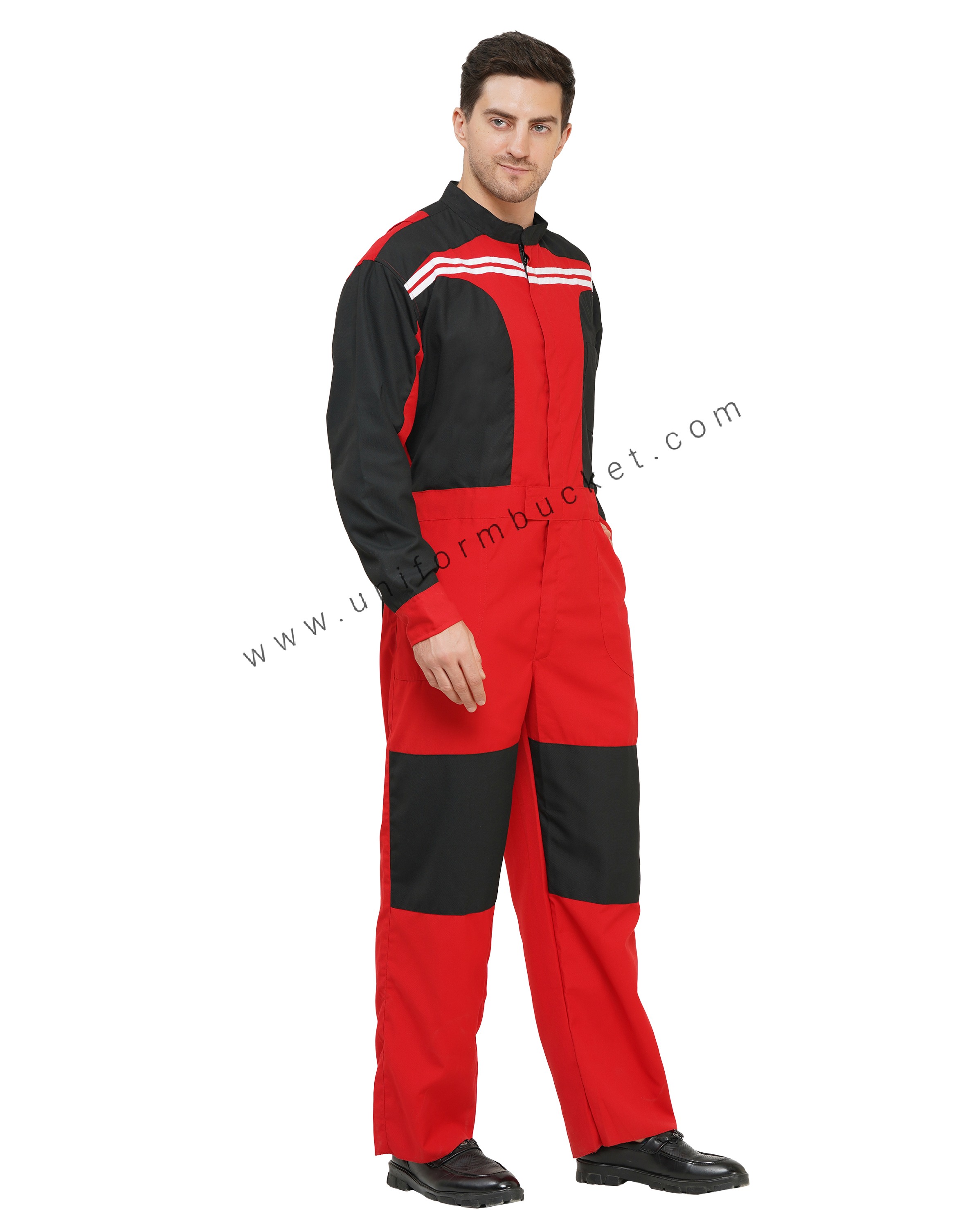 Red & Black Designer Dungaree with white tipping & Front Back Pocket thumbnail 2