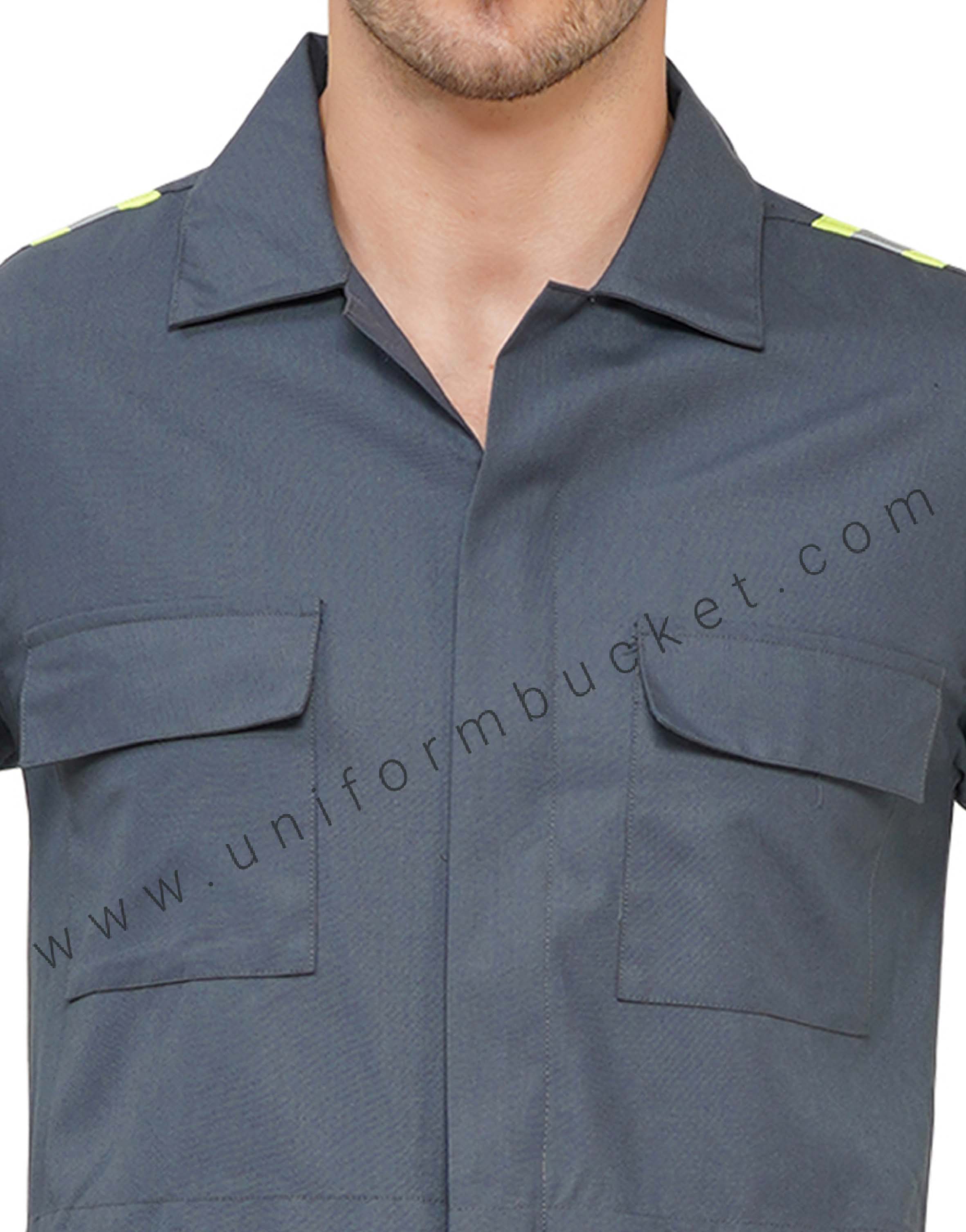 Dark Grey Dungaree Two Pocket with Flap & High Visibility Tape thumbnail 4