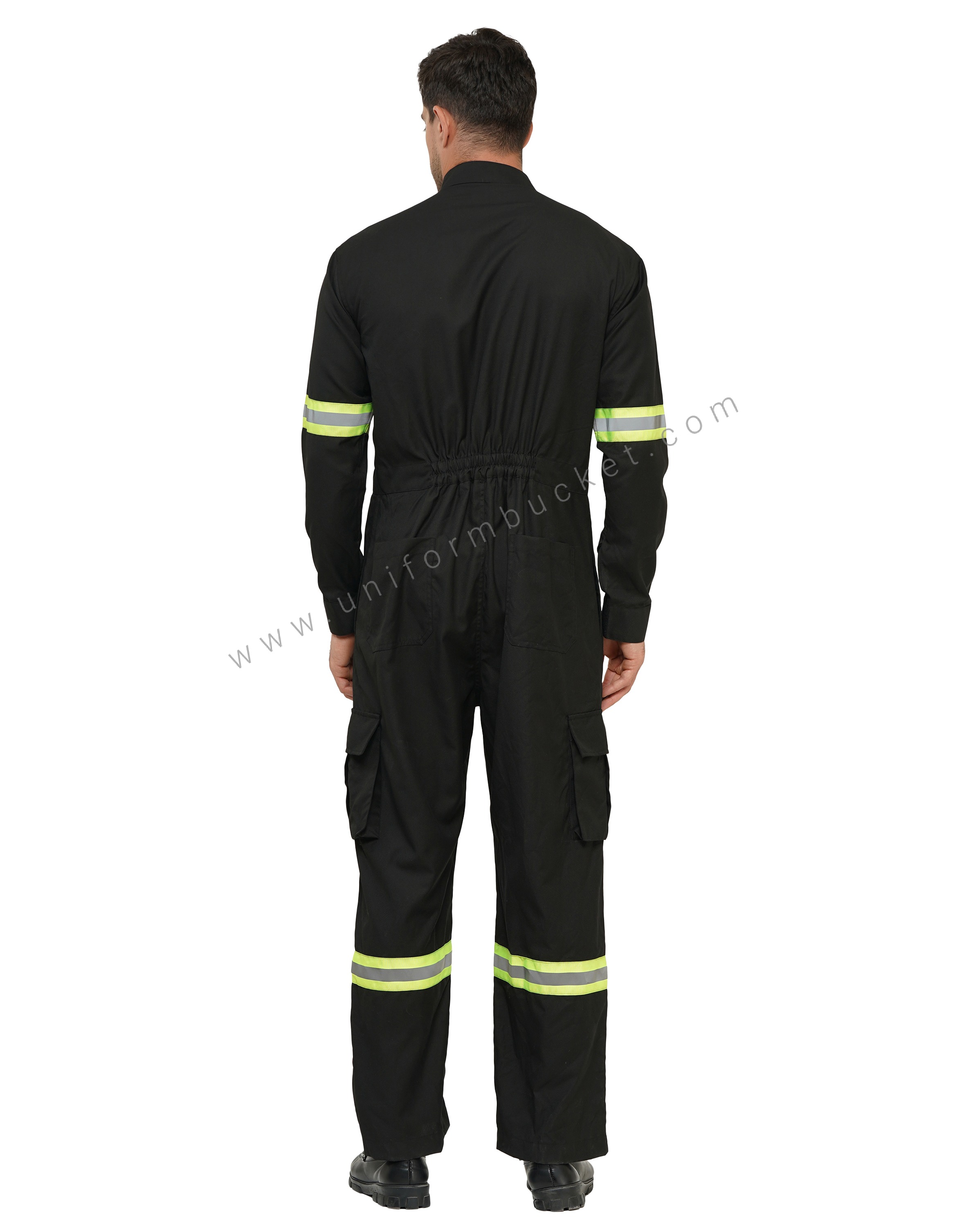 Ban Collar Black Dungaree Two Pocket with Flap & High Visibility Tape thumbnail 3