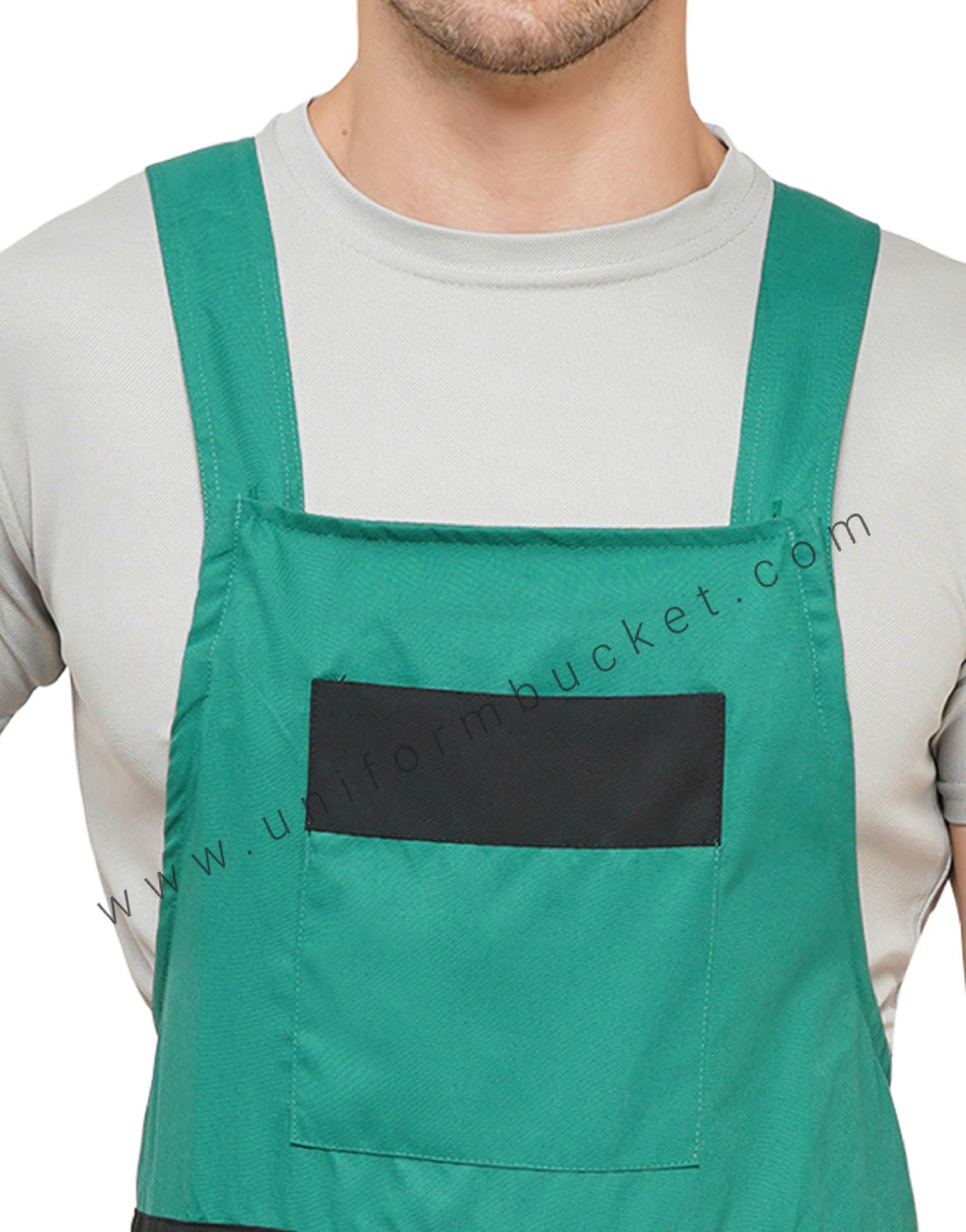 Green Adjustable Button Stripes Dungaree with Black belt & pocket flap thumbnail 4