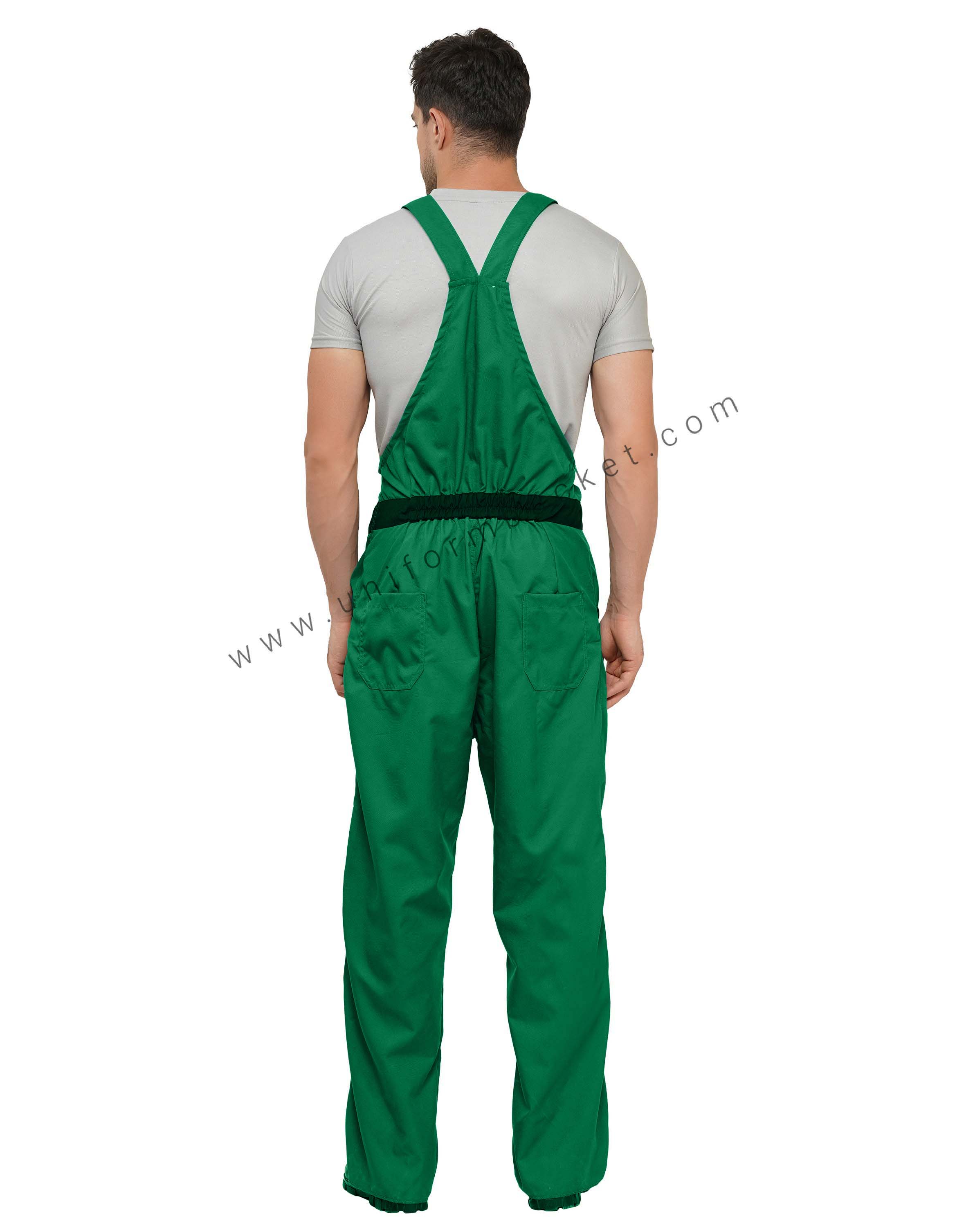 Green Adjustable Button Stripes Dungaree with Black belt & pocket flap thumbnail 4