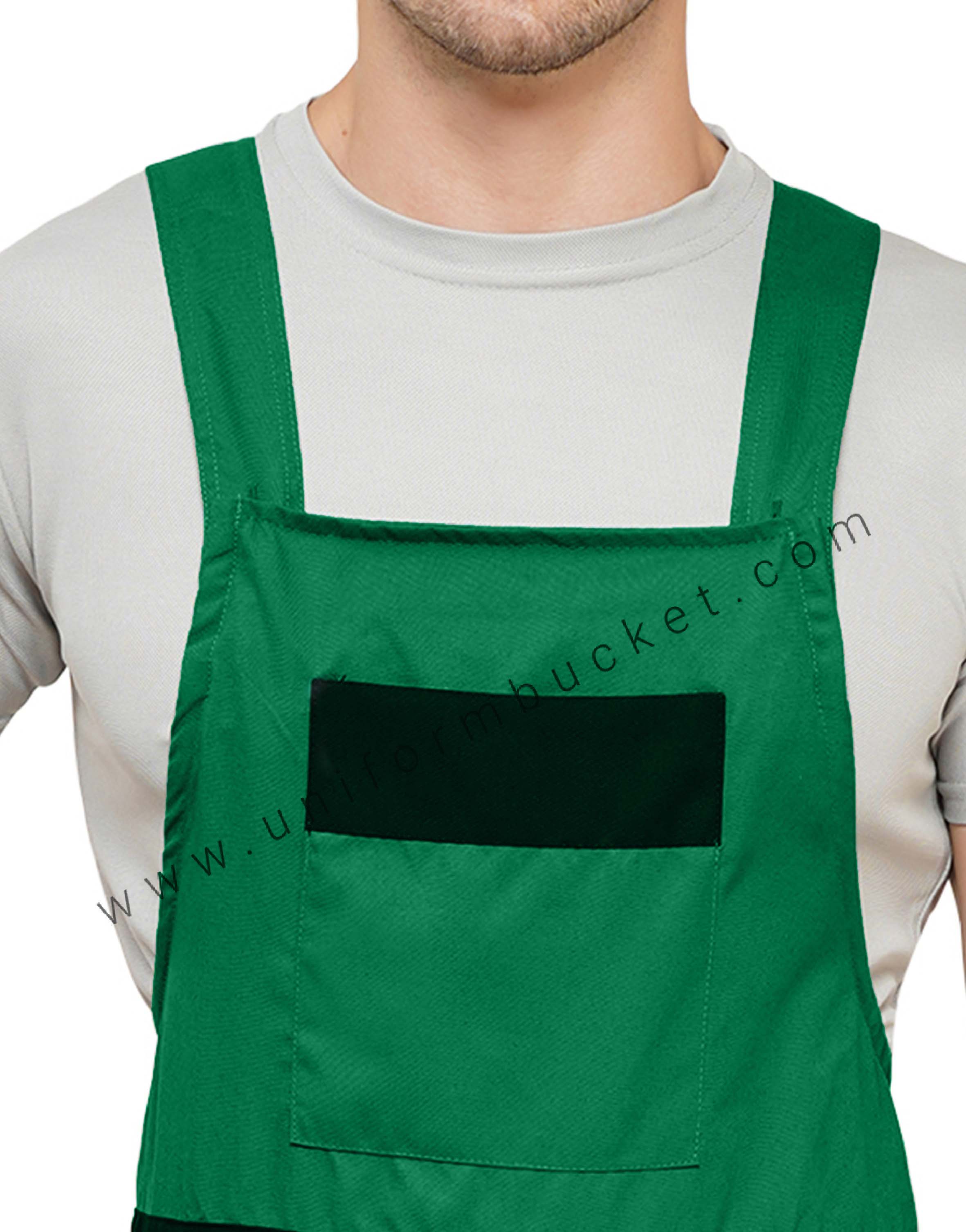 Green Adjustable Button Stripes Dungaree with Black belt & pocket flap thumbnail 5