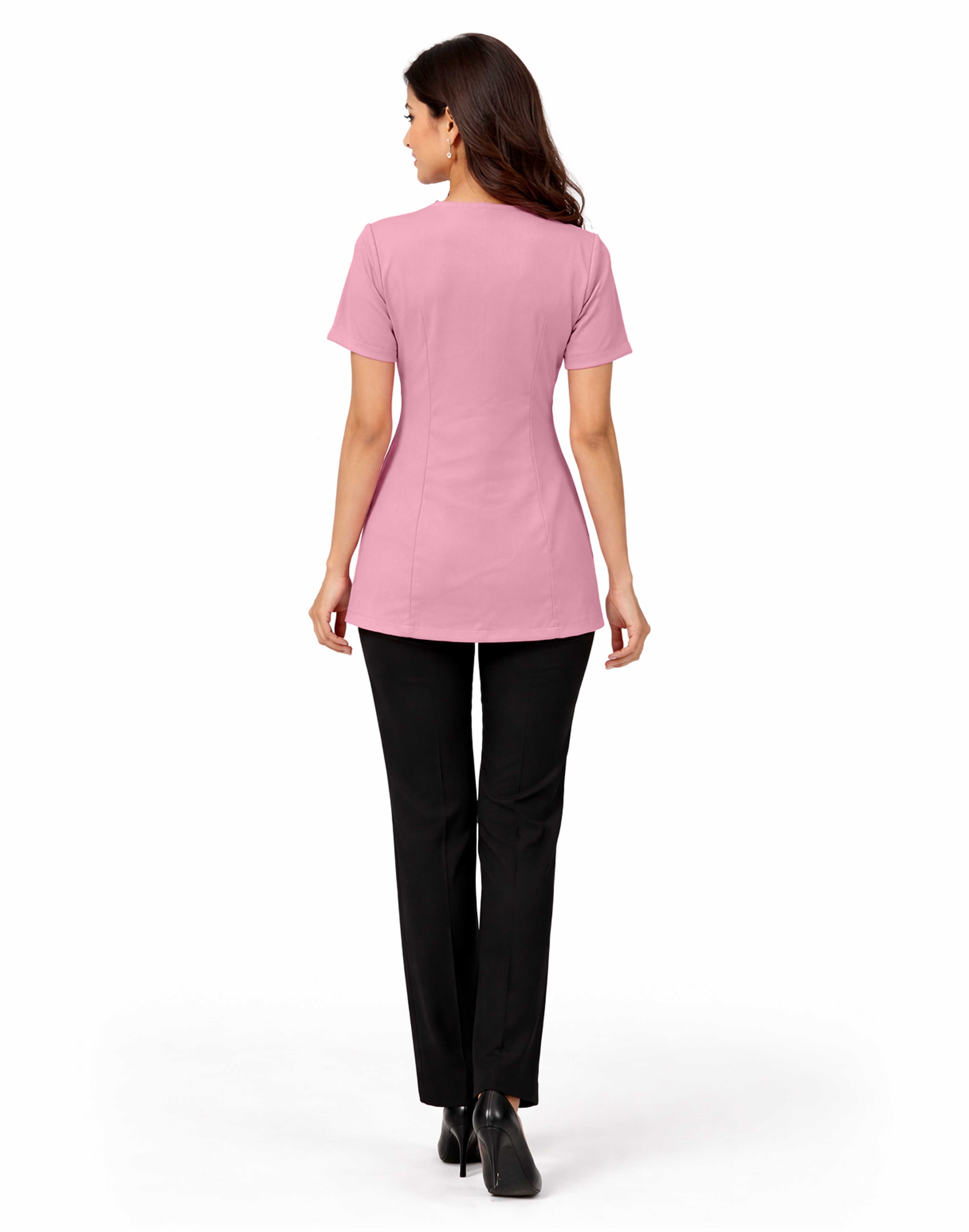 CROSSOVER FEMALE PINK TOP WITH BLACK YOKE & PIPING  thumbnail 5