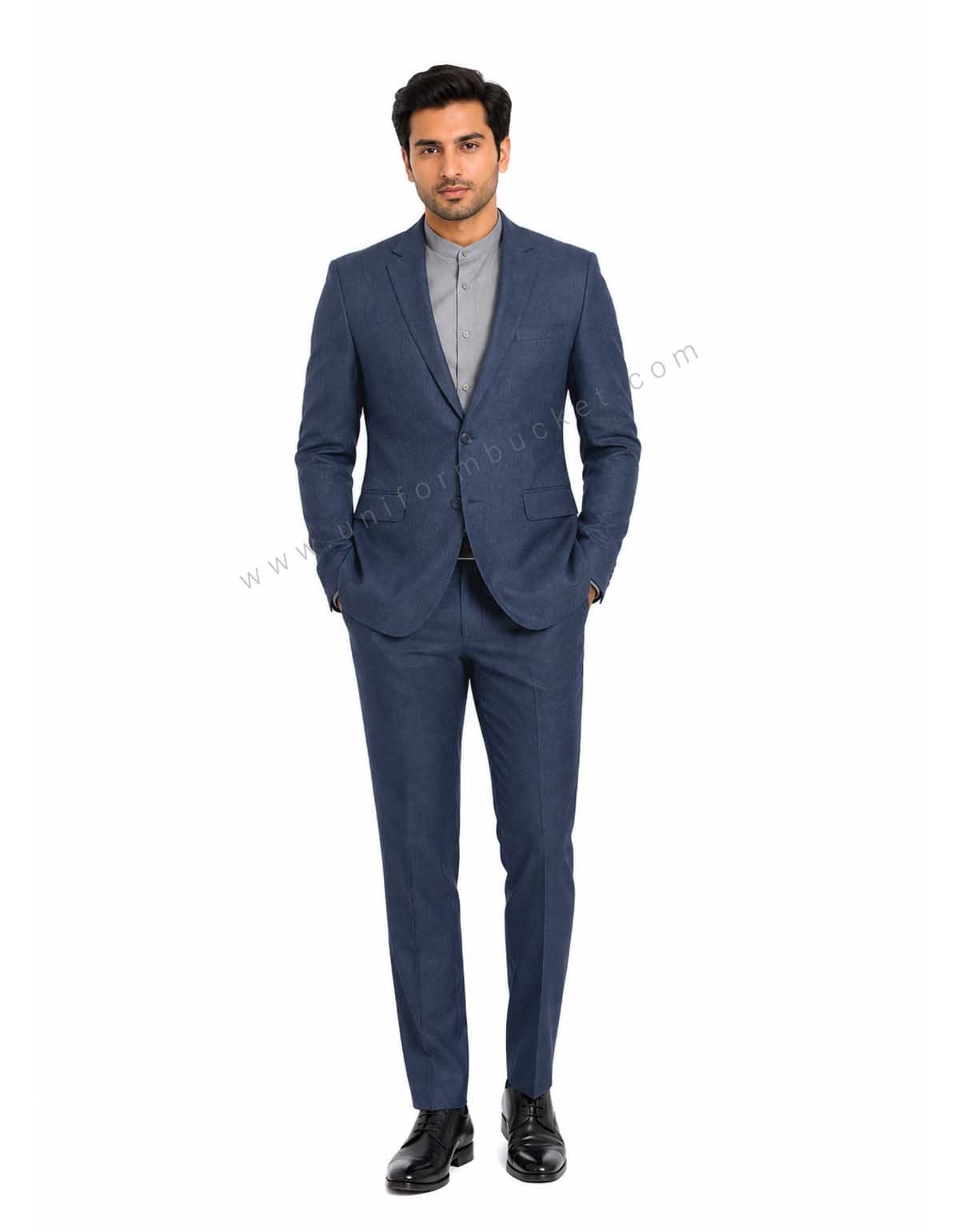 Male Two Button Worsted Blue Corporate Blazer view 2