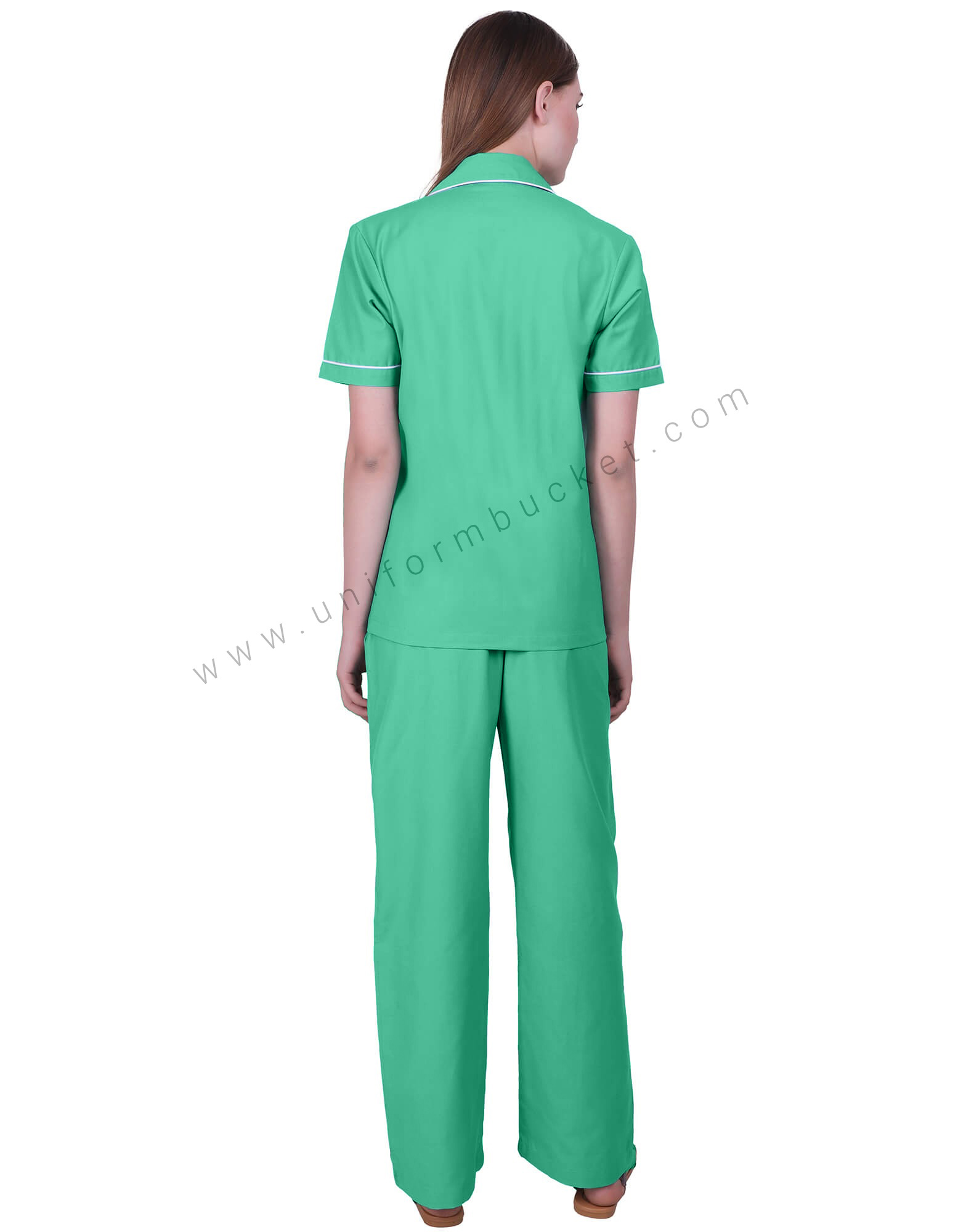 Square Neck Side Button Sea Green view 4