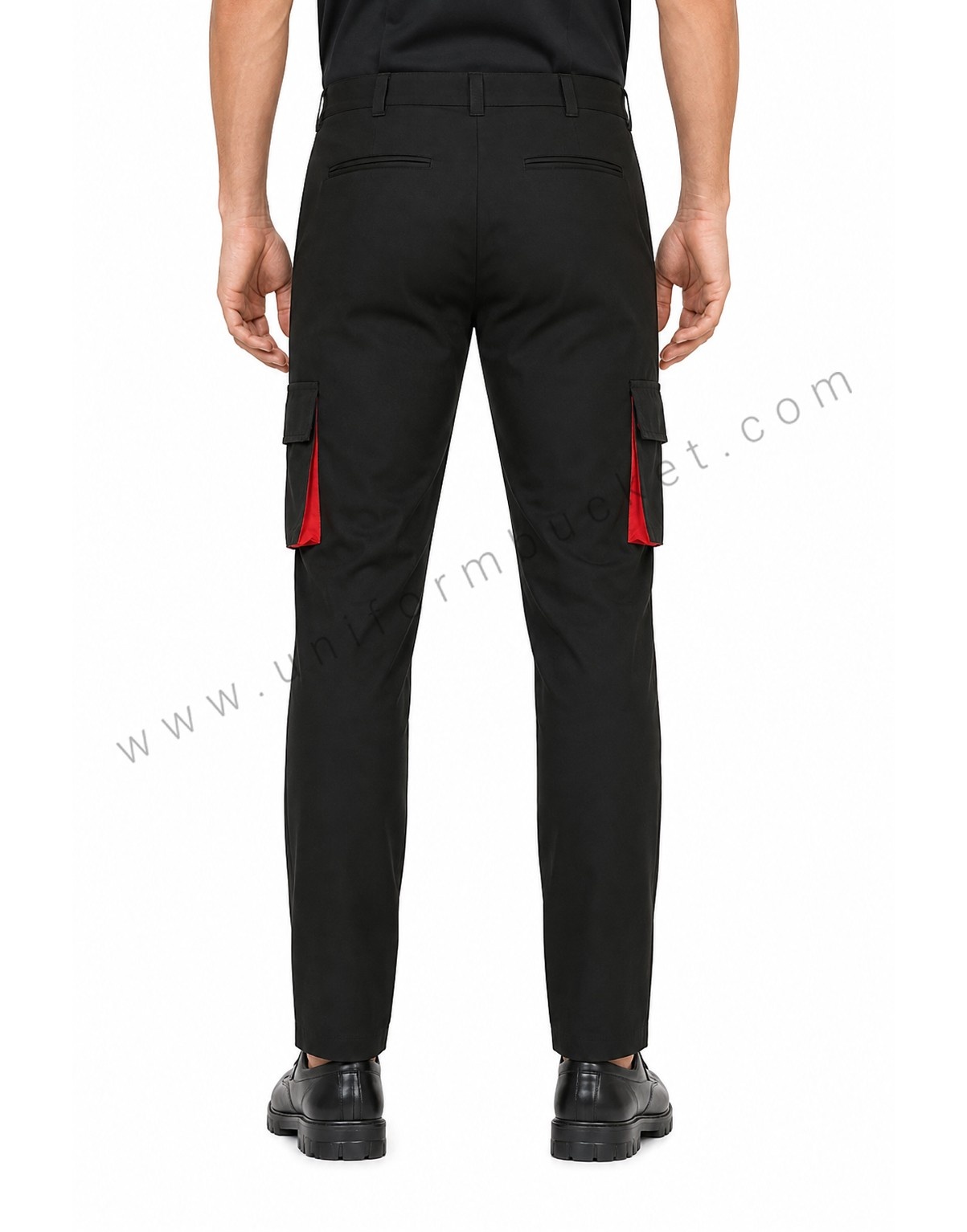 Black Workwear Male Cargo Trouser With Red Trim view 2