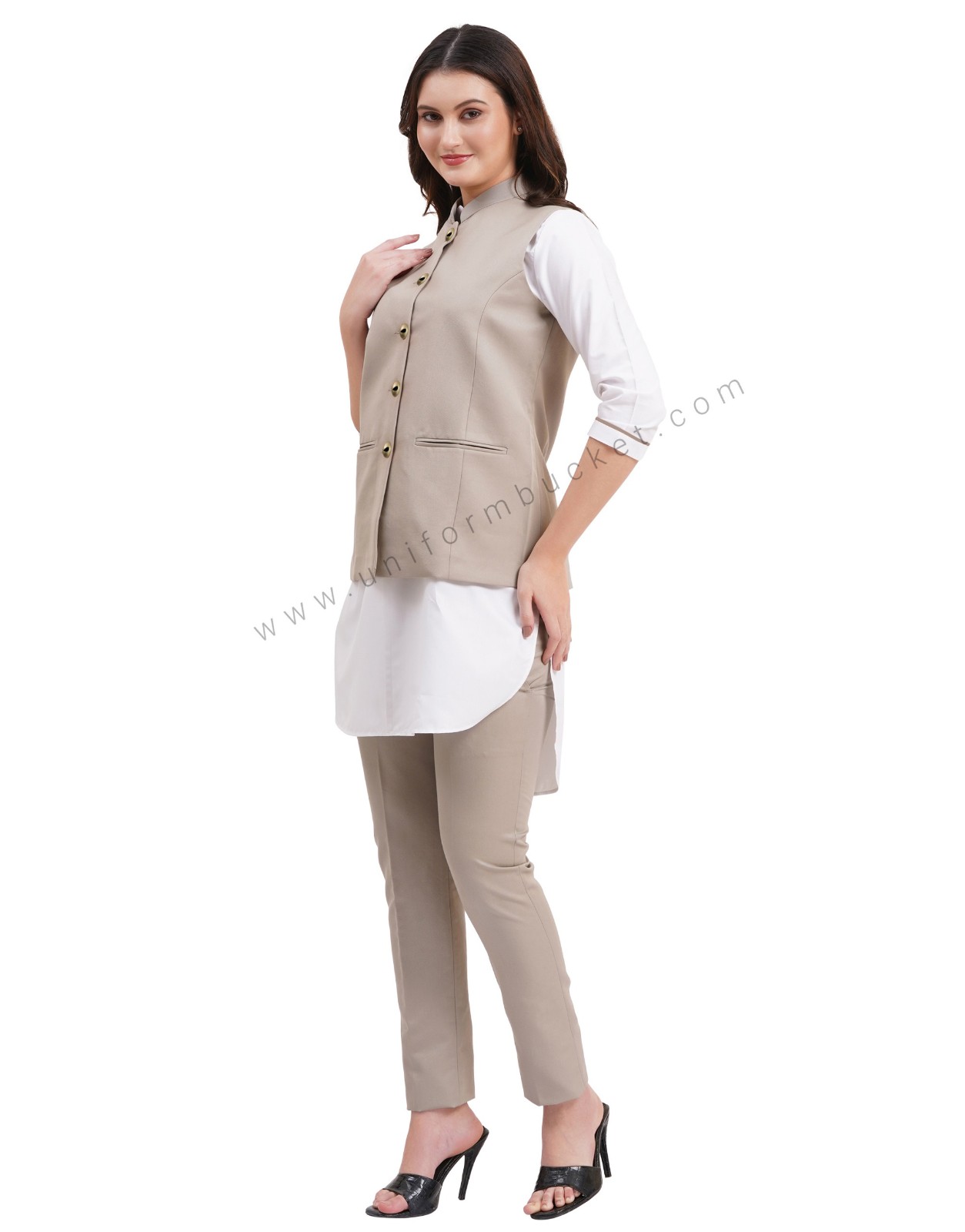 Khaki Formal Trousers For Female view 5