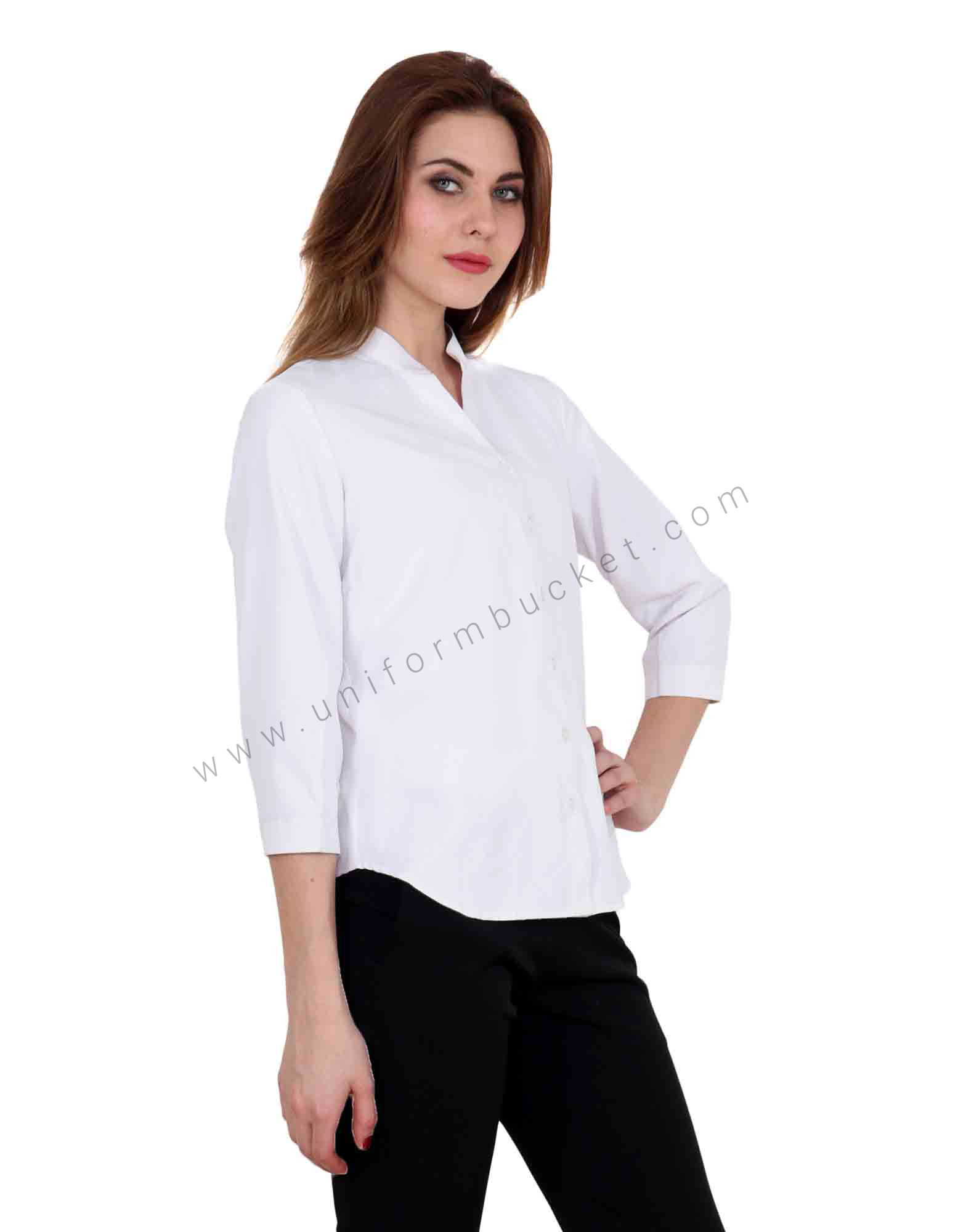 Band Collar White Shirt view 1