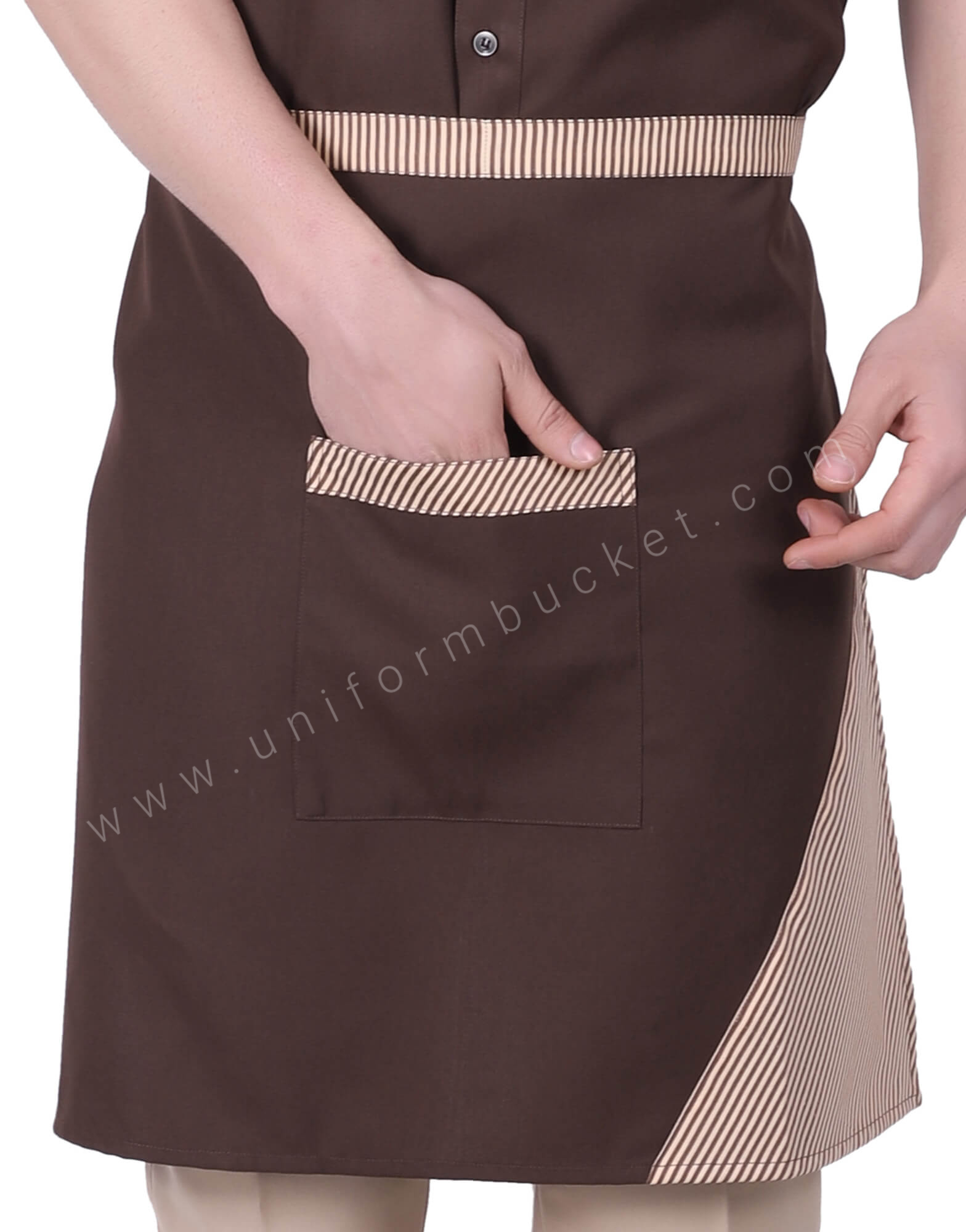 Beige Brown Apron With Center Pocket thumbnail 2