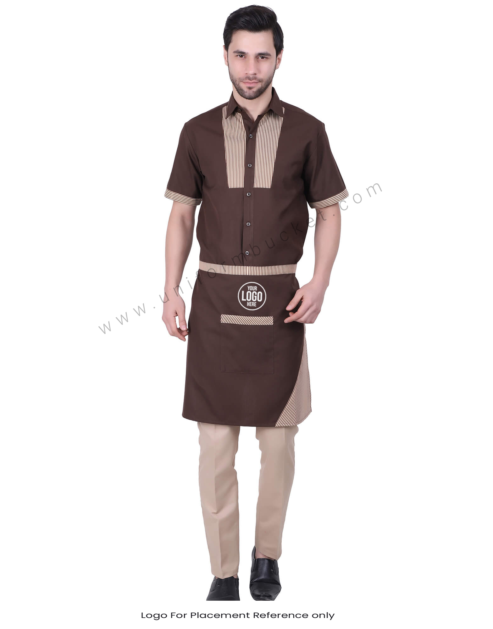 Beige Brown Apron With Center Pocket thumbnail 3