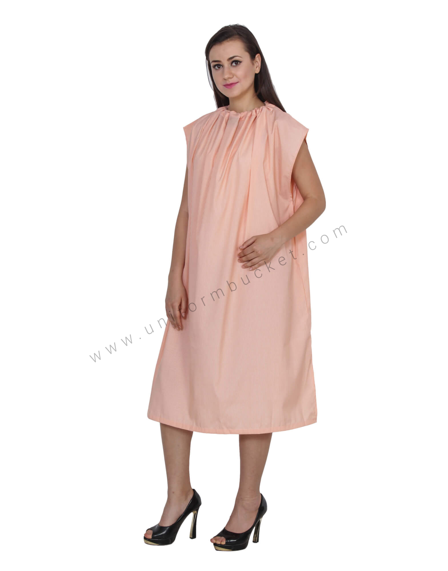 Orange Lining Beauty Gown For Spa, Salon Unisex view 1